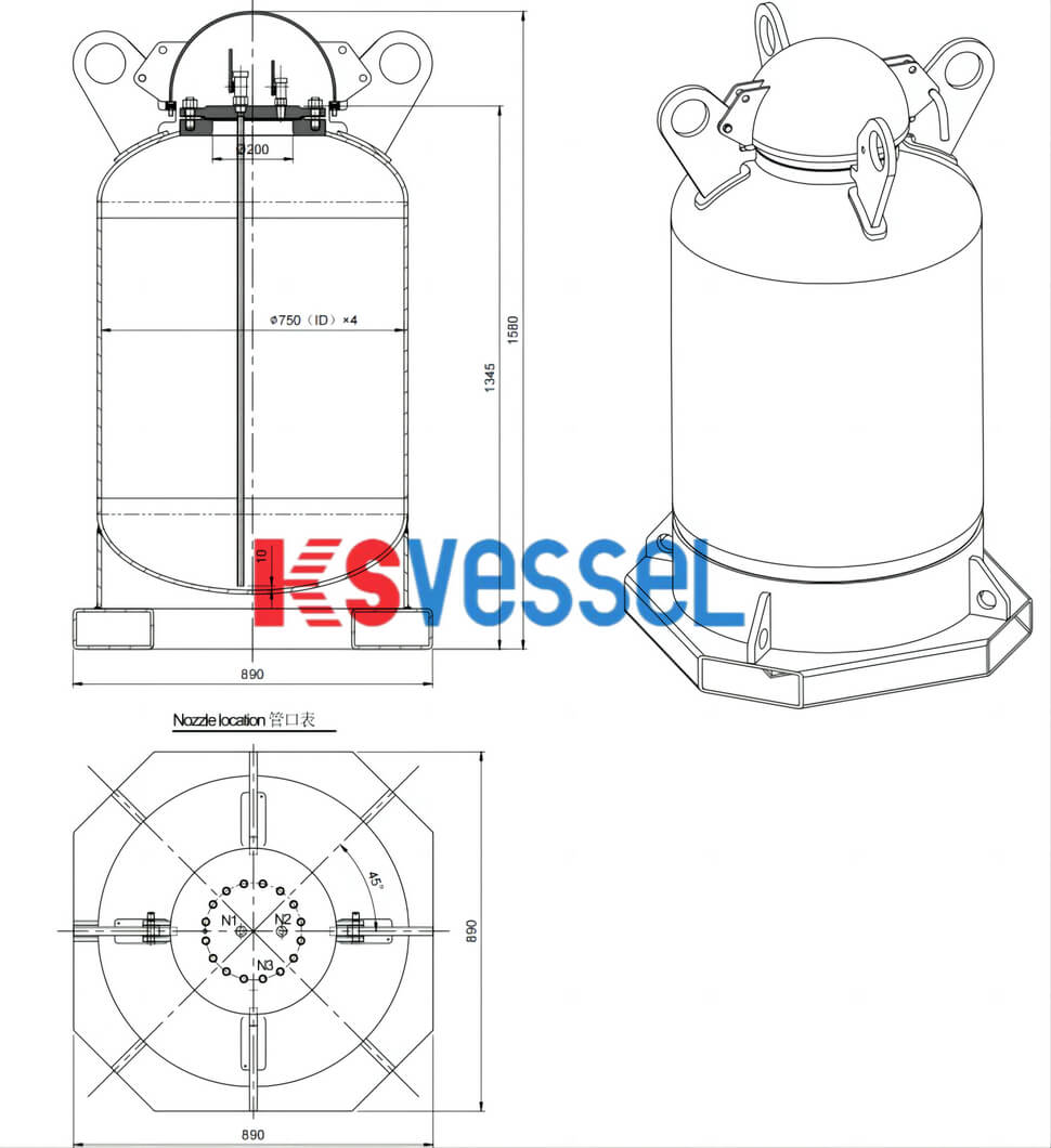 T21 Stainless Steel n-Buli Butyl Lithium Un3394 Portable Tank drawing