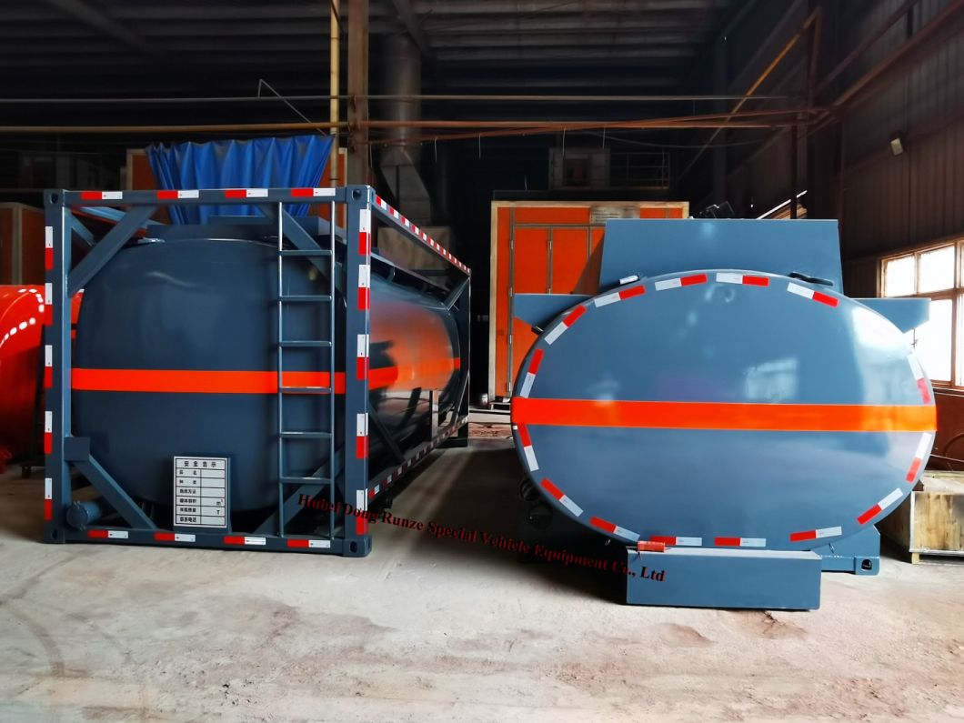 Petrochemicals Corrosive Acid Chemical Liquid Transport Container Trailer Mounted LDPE Liner Steel Tank 25kl Q235 Steel Lining PE 16mm with 20feet Lock Holes