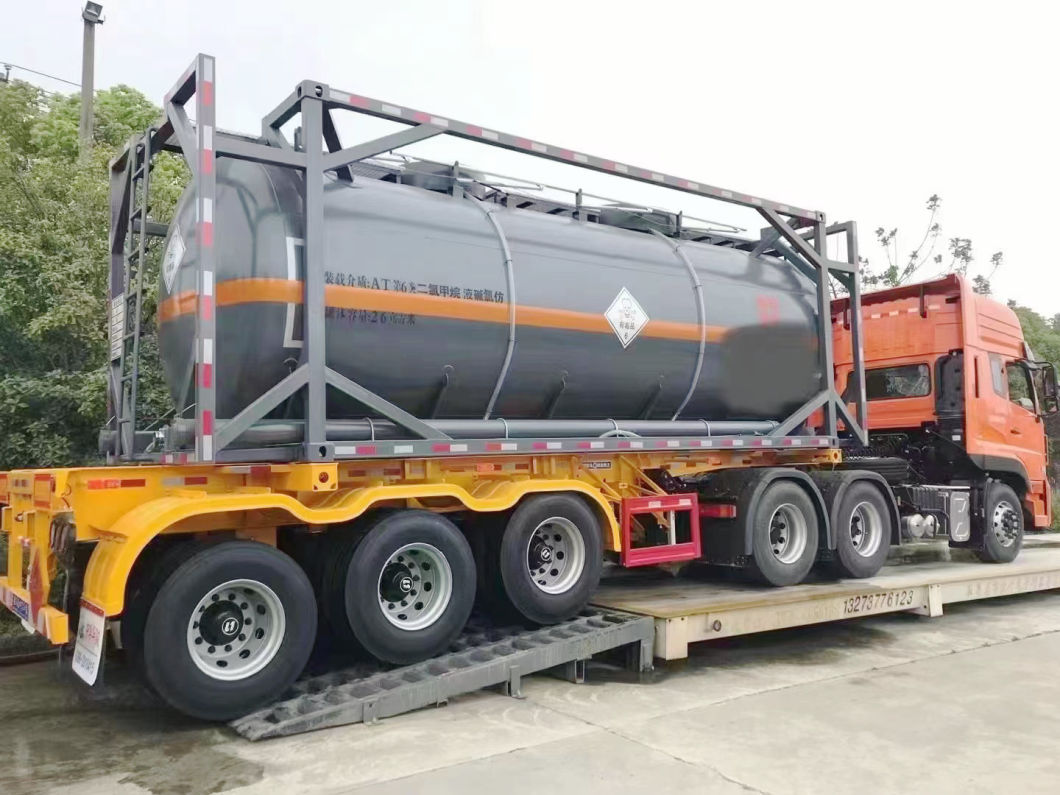 30FT 40FT Chemical Liquid Tank Container for Hydrochloric Acid HCl, Caustic Soda, Sulfuric Acid, Ferric Chloride Road Transport 26kl, 28kl