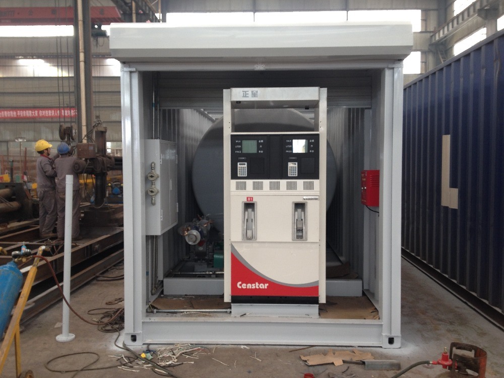 Customizing 40FT Mobile Petrol Gas Diesel Fuel Stations Container Tank 38kl with 220V Oil Bower Pump and Dispenser