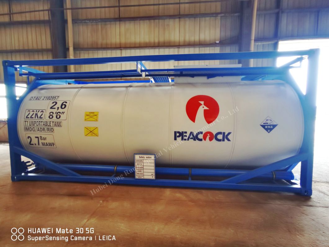 ISO Standard Container 20FT HCl T7 Chemical Liquid Transportation Tank Containers (LDPE PTFE Lined for Hydrochloric Acid 18.5KL)