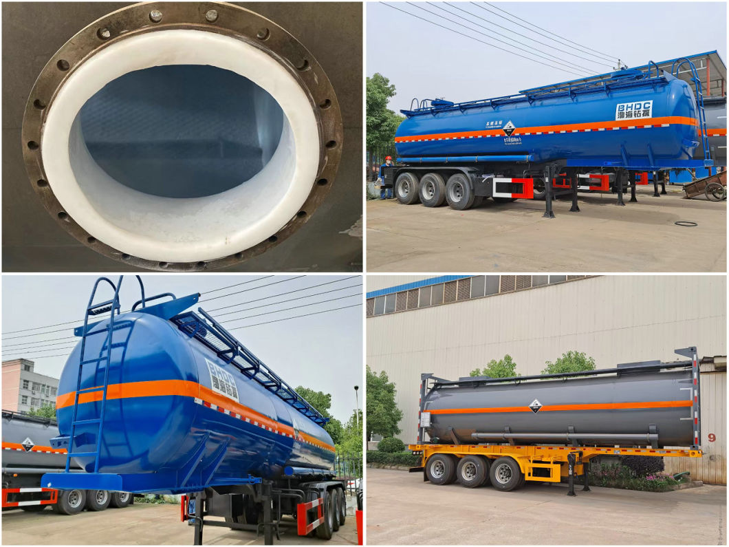FAW Truck Hydrochloric Acid Tanker (18500Liters Carbon Steel Lined 16mm PE Tank, Lorry Chassis Mounted SKD Chemical Tank Body Customization)