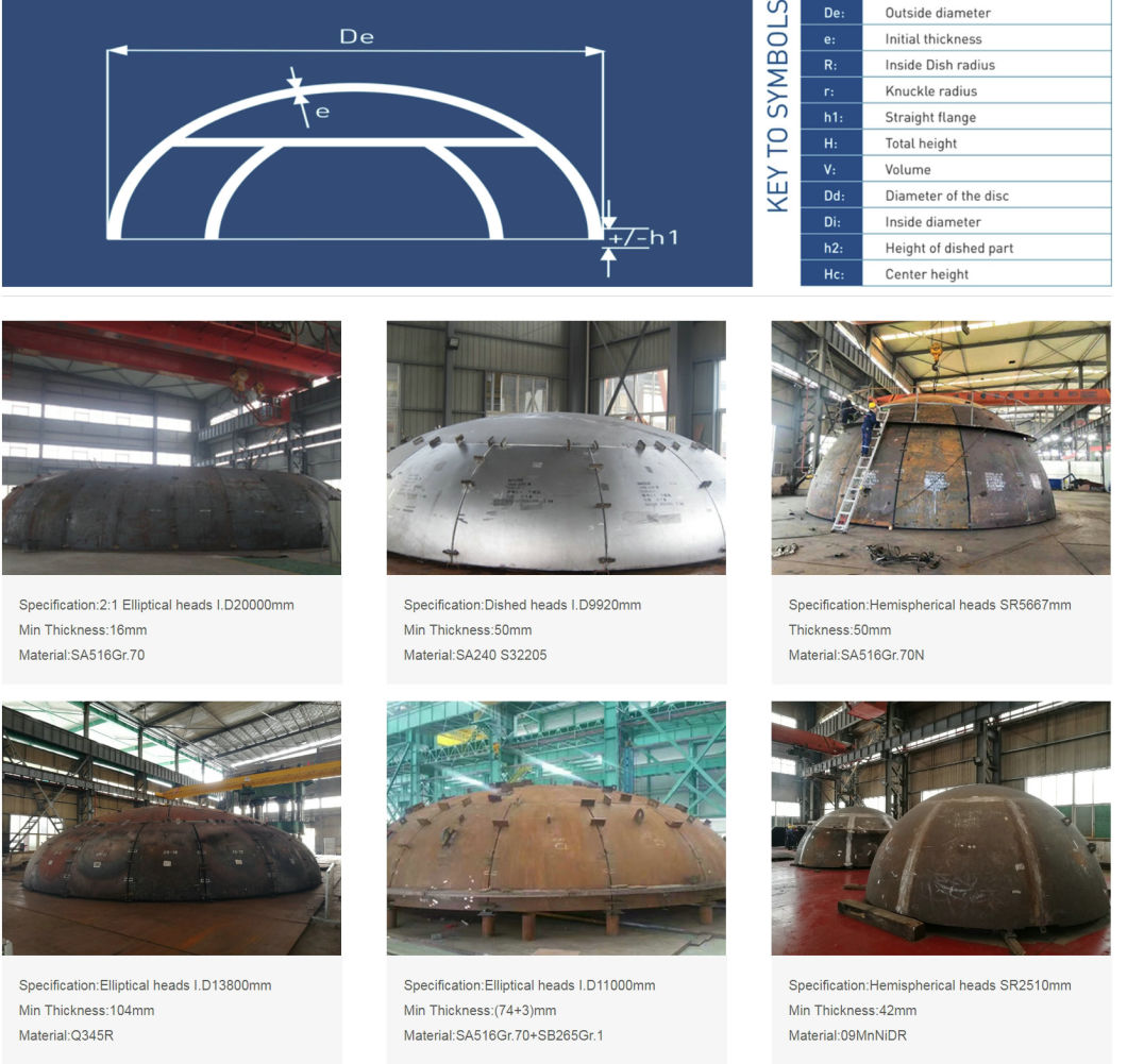 Torispherical Dish Head for Pressure Vessel for Making Pressure Vessel, Heat Exchanger, LPG, LNG Tanks