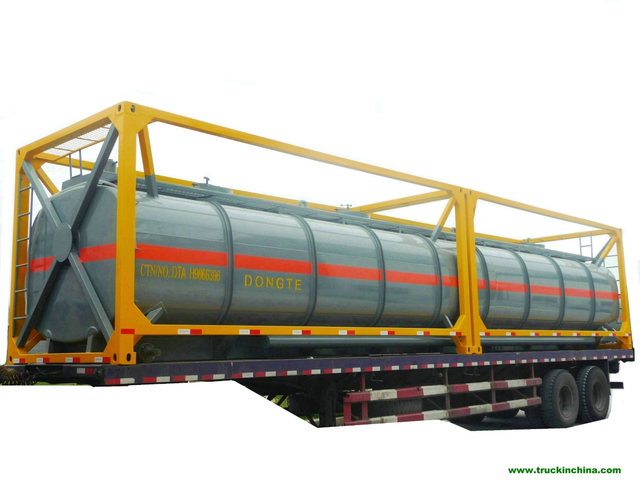 40FT Chemical Tank Container for Road Transport (Dongte 35 -40Ton Bleach Tanks, NaOCL Tanks, Javel Water, HCl Tank Steel Lined LDPE)