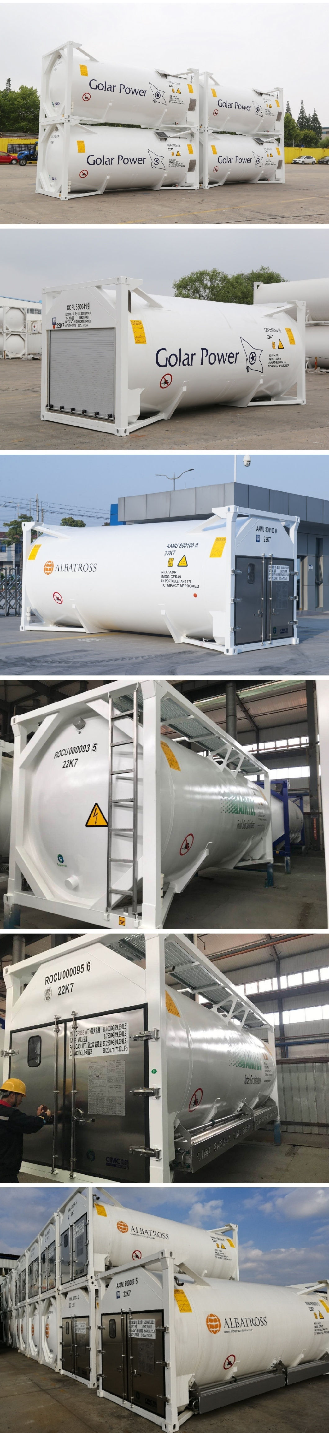 20feet T75 Un Portable Liquid Oxygen Nitrogen Argon Gas Tank Container (Cryogenic Liquefied Natural Gas LN2, LAr, LO2, LCO2, LN2O, LNG, LCH4, LC2H6, LC2H4)