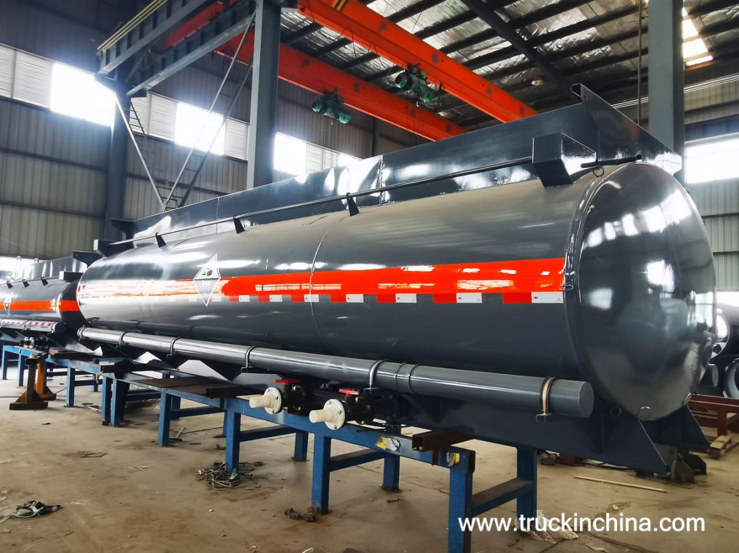 Hydrochloric Acid Tanker SKD (3 Compartments 16500Litrers - 18000Lieters Steel Lined PE HCl Transport Tank Elliptical)