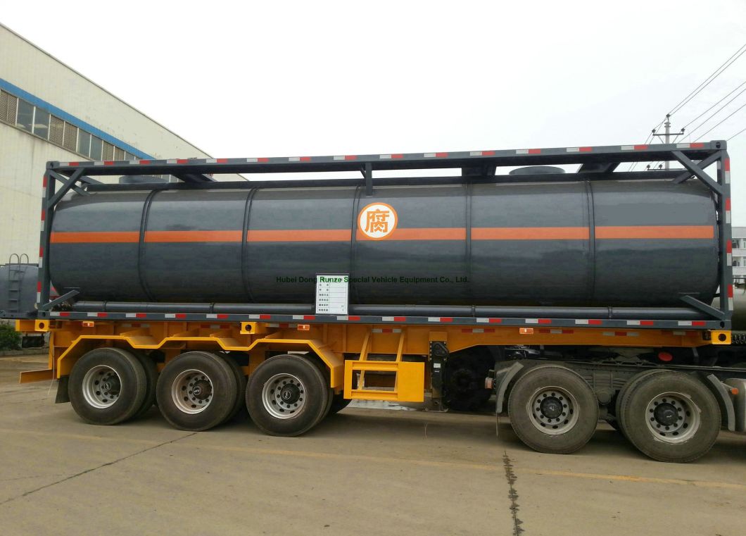 40FT Chemical Tank Container (ISOTANK Steel Lined LLDPE for HCl, NaOH, NaCLO (max 15%), PAC H2SO4, HF Road Trailer transport)