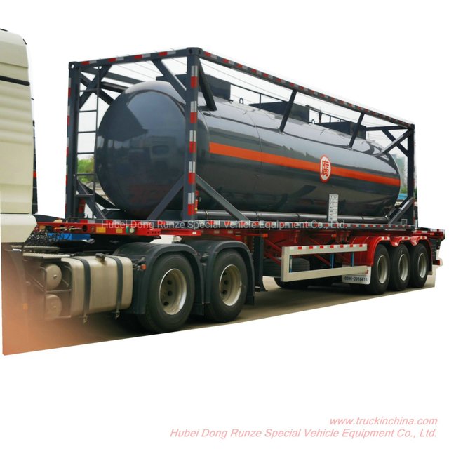 40FT Steel Lined PE Chemical Tank Container for HCl, NaOH, NaCLO PAC H2SO4, HF Acid