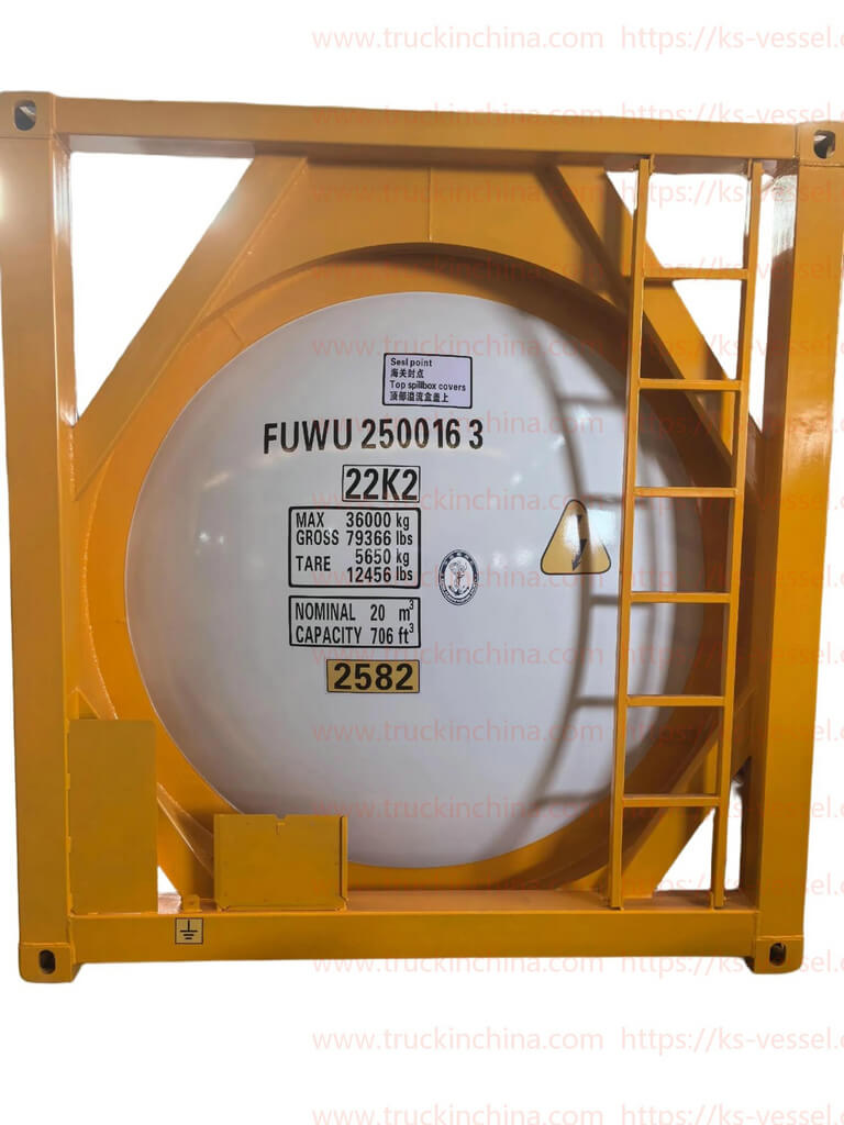 20ft T14 PE Lined 22k2 ISO Tank Container for UN2582 Ferric Chloride Solution 20KL