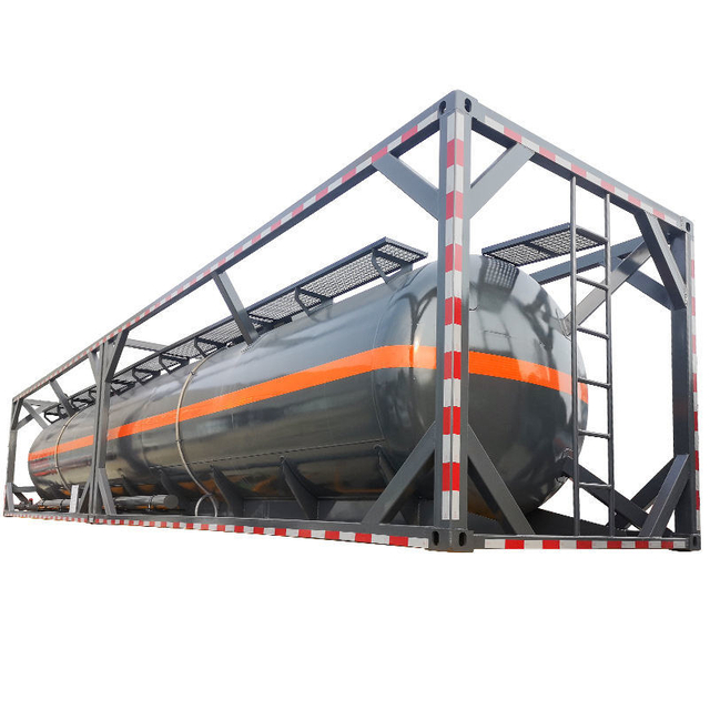30FT Chemical Liquid Tank Container for Hydrochloric Acid HCl, Caustic Soda, Sulfuric Acid, Ferric Chloride Road Transport 
