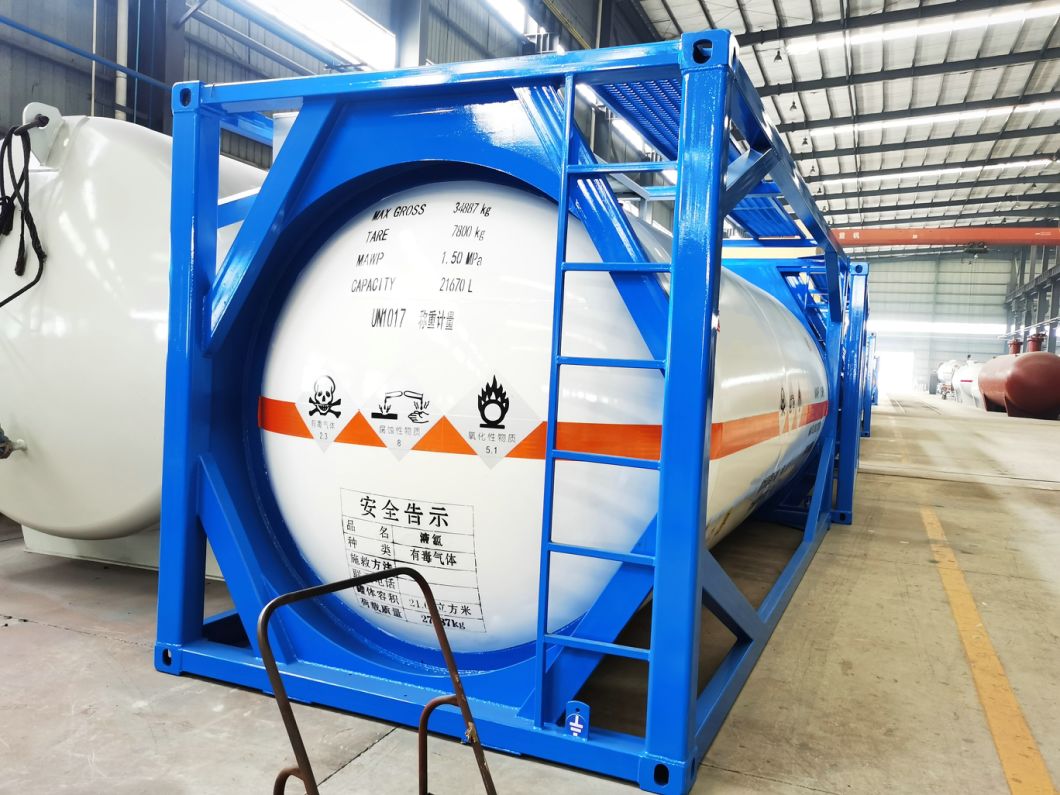 20kl T50 ASME Standard 20FT Liquid Chlorine Storage ISO Tank Container with BV Certificate and ASME U2 Stamp