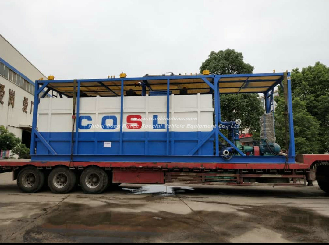 Skid 500 Bbl Frac Tank Steel Lined PE for Oilfield Chemical HCl Hydrochloric Acid With Motor Pump and Reactor Motor Stirring