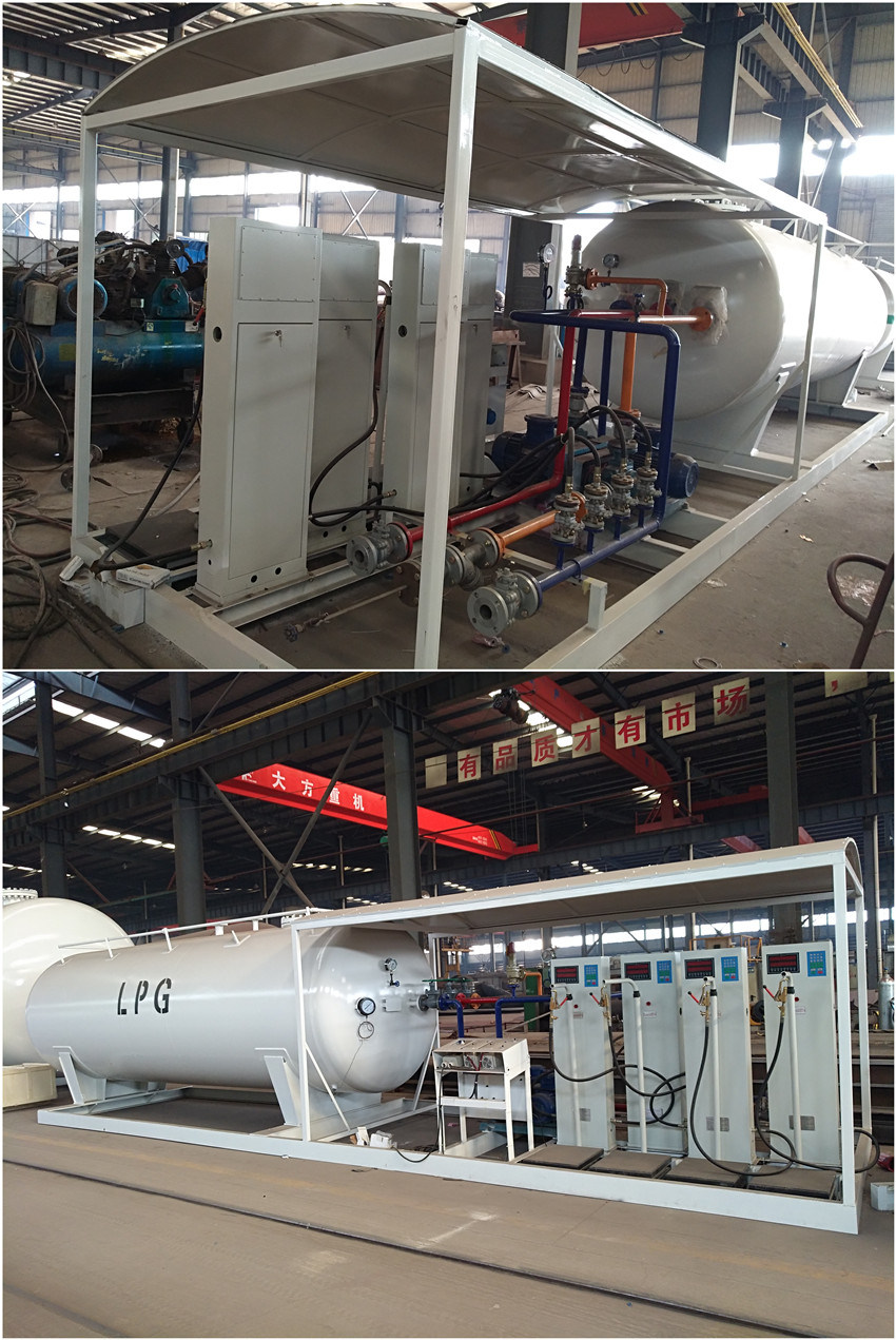 10000liters LPG Filling Plant with Two Dispenser for 4tons LPG Cooking Gas Cylinder Filling Station Skid Mounted Tank of Easy Transport