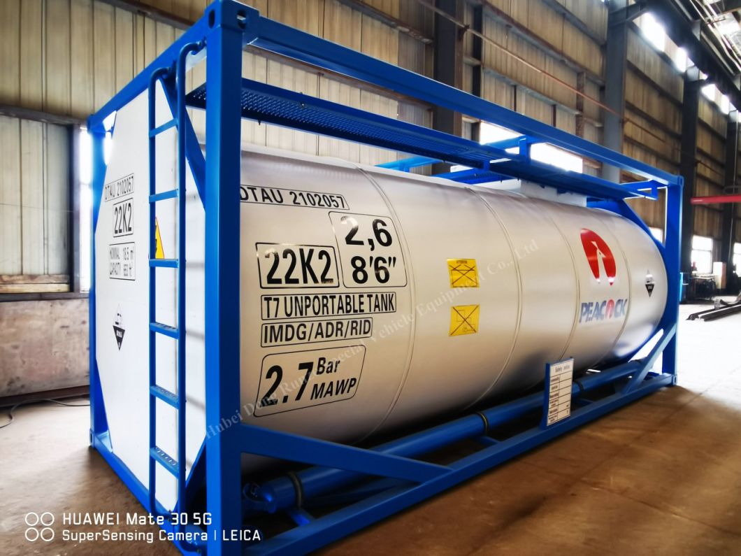 ISO Standard Container 20FT HCl T7 Chemical Liquid Transportation Tank Containers (LDPE PTFE Lined for Hydrochloric Acid 18.5KL)