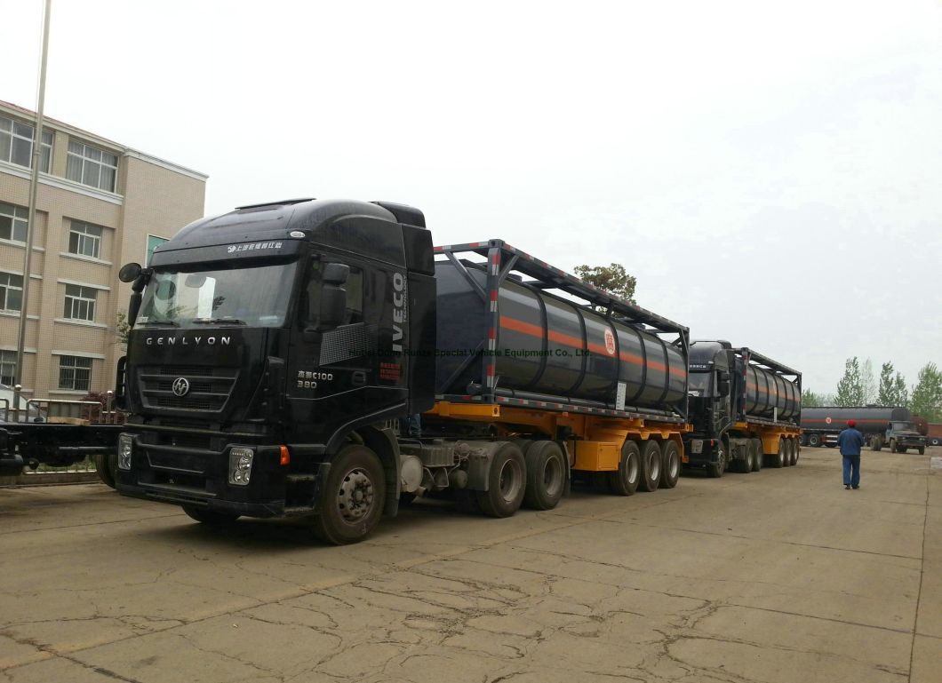 40FT Chemical Tank Container (ISOTANK Steel Lined LLDPE for HCl, NaOH, NaCLO (max 15%), PAC H2SO4, HF Road Trailer transport)