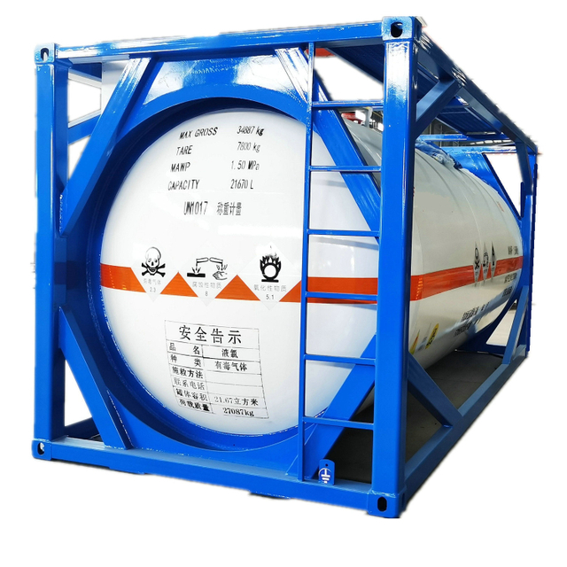 20FT T50 Liquid Chlorine Isotank Container Cl2 Un1017 Max Storage Pressure 1.5MPa 21670L