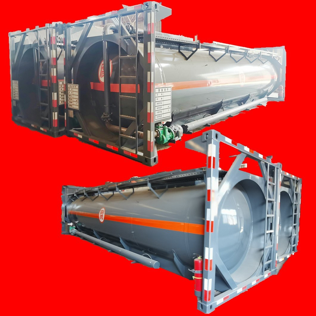 24~26kl Hydrochloric Acid ISO Tank PE Lined 30FT Mounted with Acid Pump Top Loading Pipe 