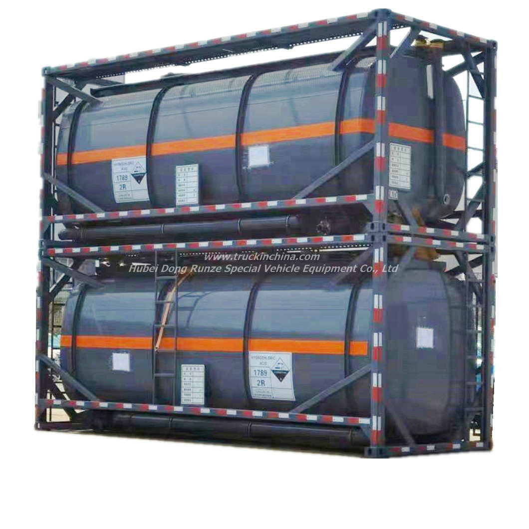 20FT ISO Un 1830 Sulfuric Acid Container Tanks 20kl with Bottom Loding (Q235B Steel 6mm+ Lined 16mm LDPE)