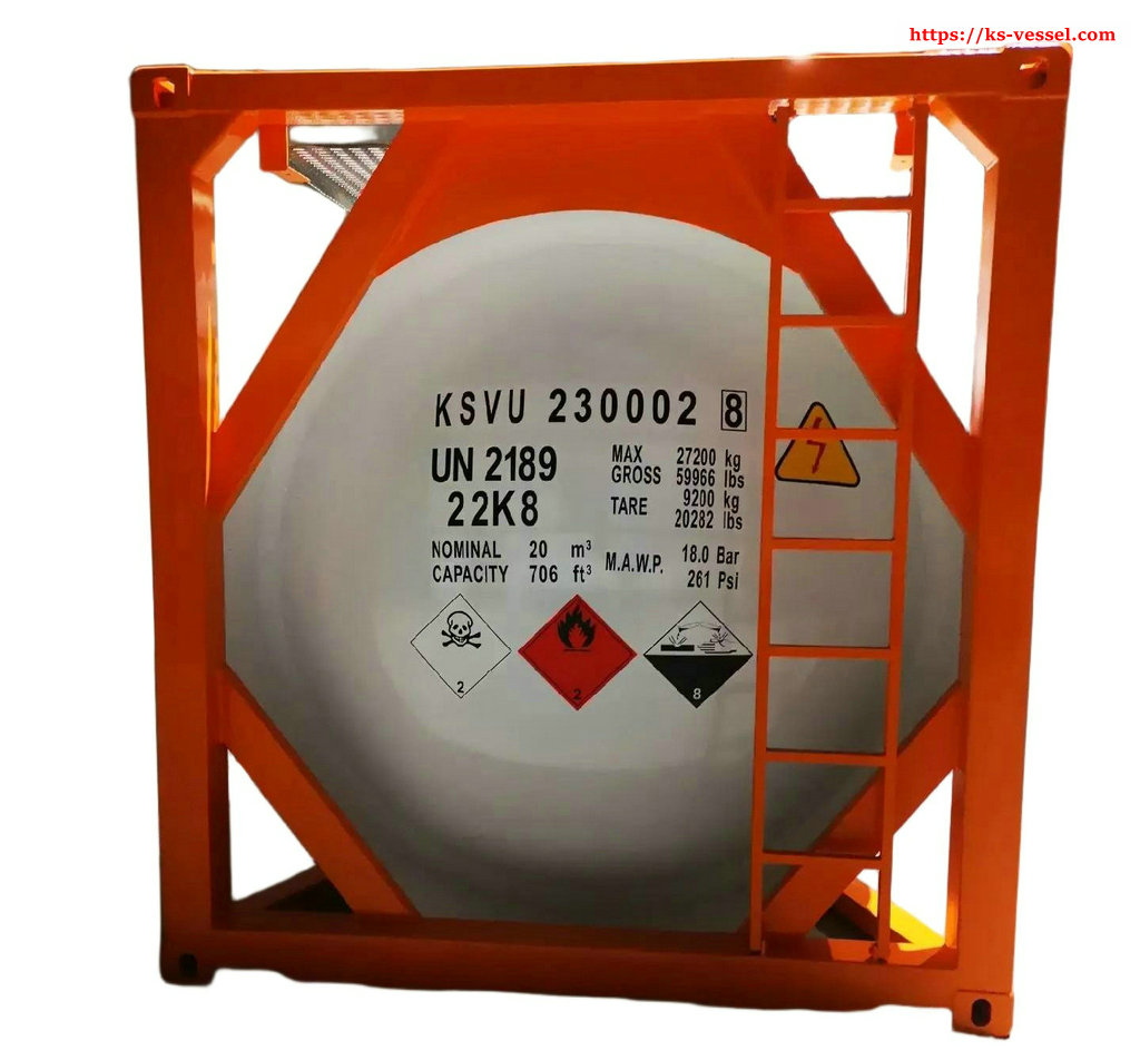 20FT 22K8 ISO Tank Container for Electronical Grade DCS,STC ADR UN 2189 Electronic Grade Dichlorosilane Cl2H2Si T20 T21 T22 Chemical UN Portable Tanks