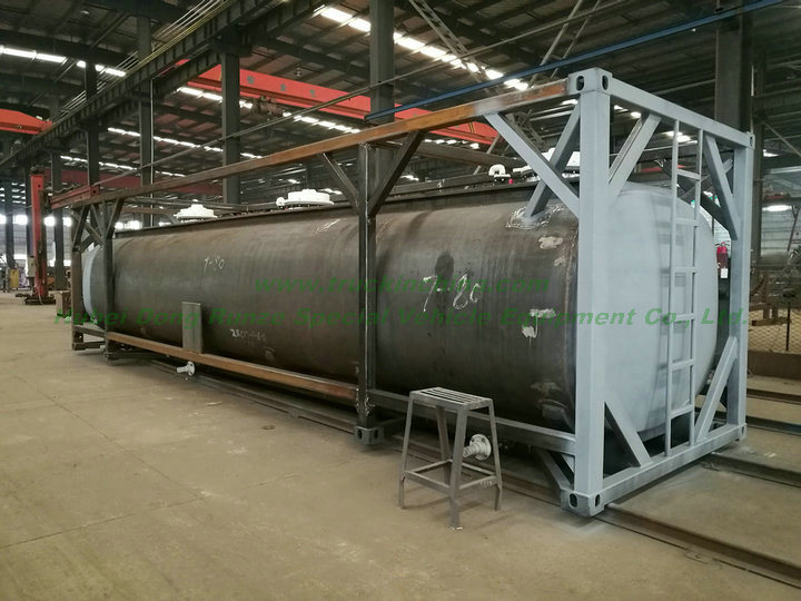 Custermizing PE Lined 40FT ISO Tank Containers for Liquid Caustic Soda Naoh Max 50%; Bleach Naocl 15% and HCl Acid 35% 