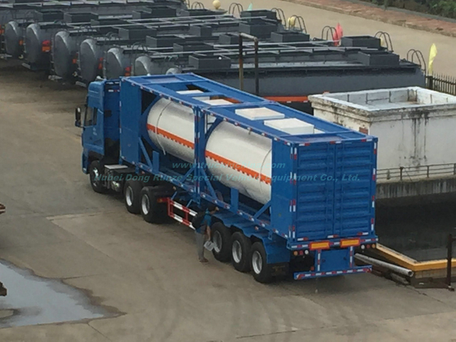 Customized Class 8 Corrosion 20FT ISO Tank Container for Fuel, Acid Road Transport with Motor Pump