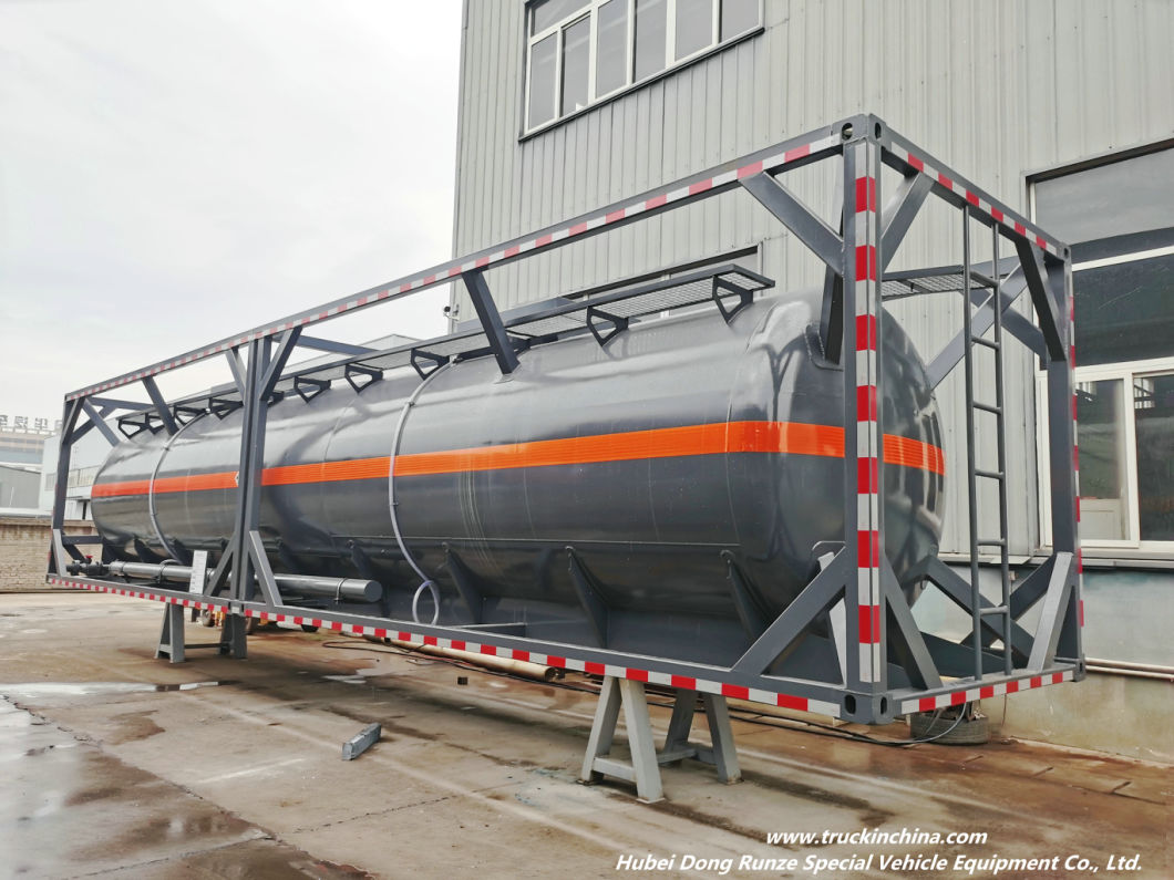 30FT 40FT Chemical Liquid Tank Container for Hydrochloric Acid HCl, Caustic Soda, Sulfuric Acid, Ferric Chloride Road Transport 26kl, 28kl