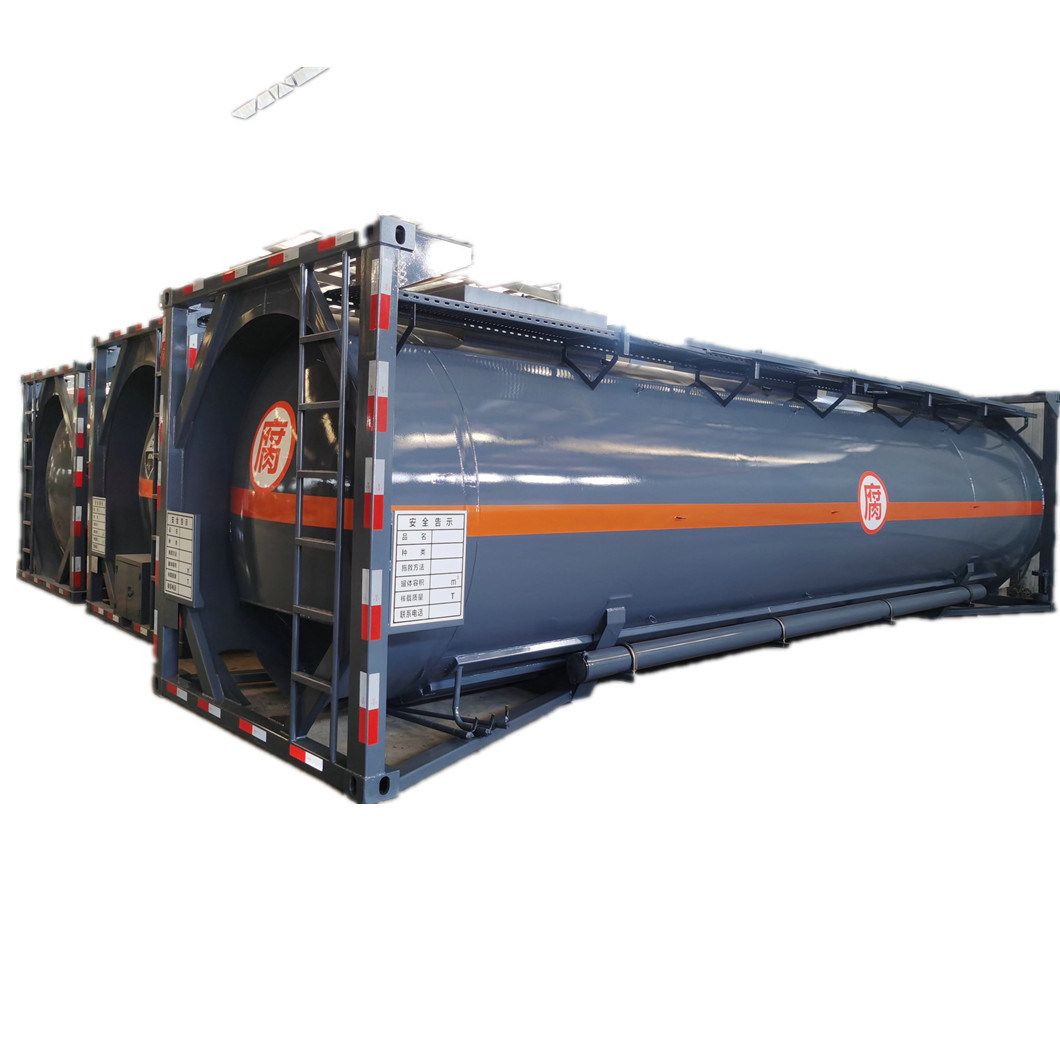 30FT 40FT 30kl Inner Lined PE ISO Tank Containers for Transport Corrosive Chemical Hydrochloric Acid, Sodium Hypochlorite 