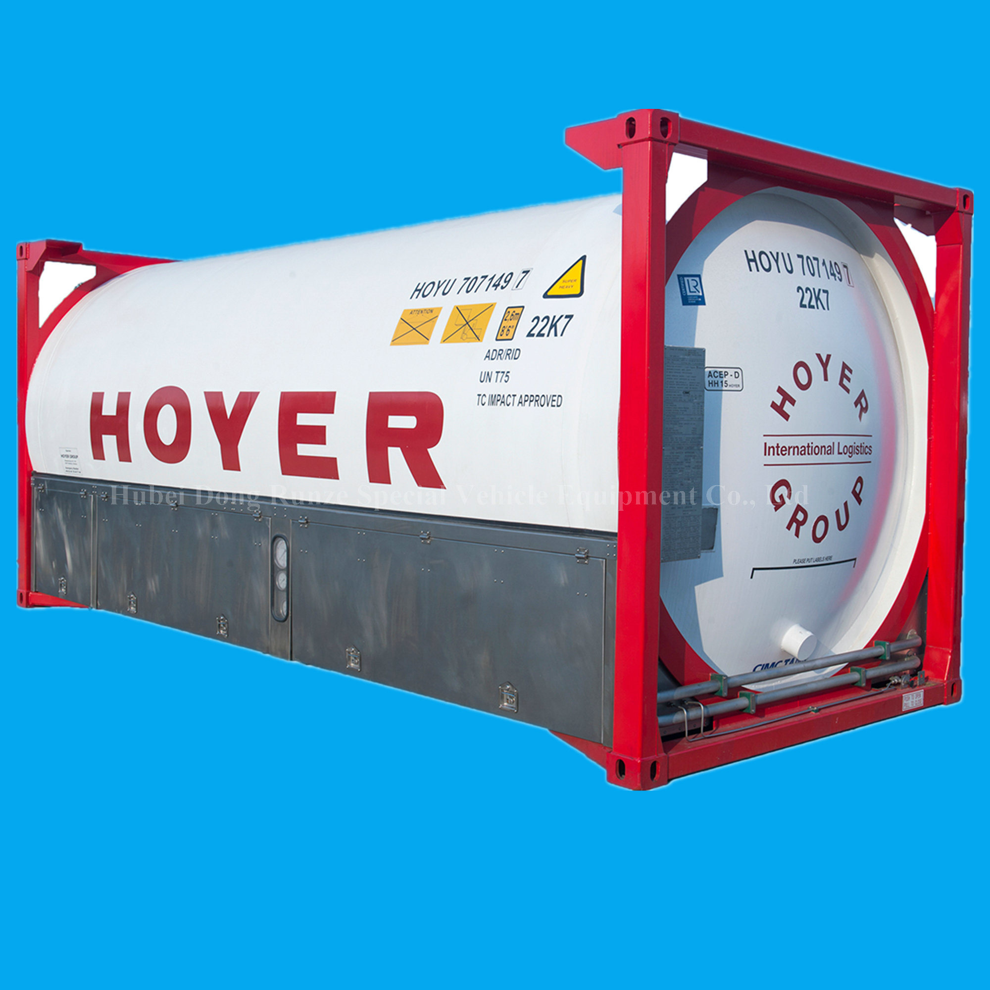 20feet T75 Un Portable Liquid Oxygen Nitrogen Argon Gas Tank Container (Cryogenic Liquefied Natural Gas LN2, LAr, LO2, LCO2, LN2O, LNG, LCH4, LC2H6, LC2H4)