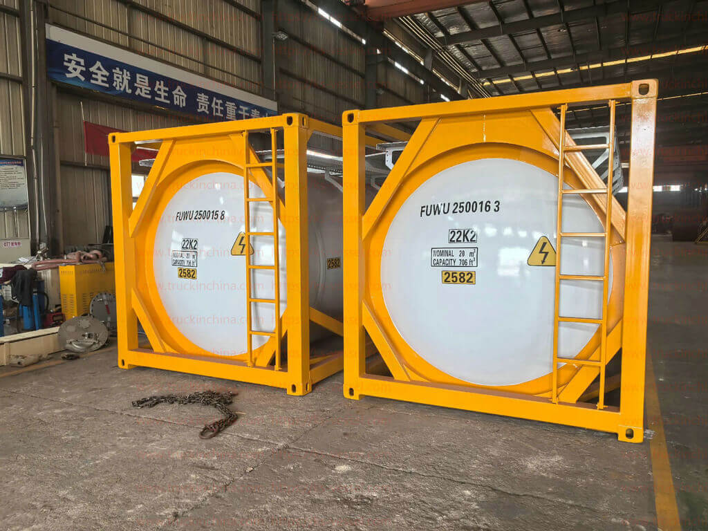 20ft 22k2 T14 UN 2582 Ferric chloride solution ISO Tank PE Lined Container (5)