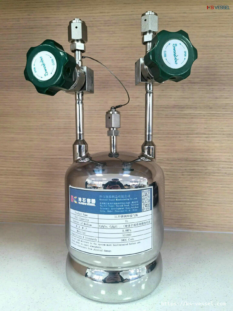 Keystone Vessel KSC1L Cylinder for Trimethylgallium | C3H9Ga ,Trimethylaluminum | C3H9Al (TMA) High-purity Electronic Specialty Gases