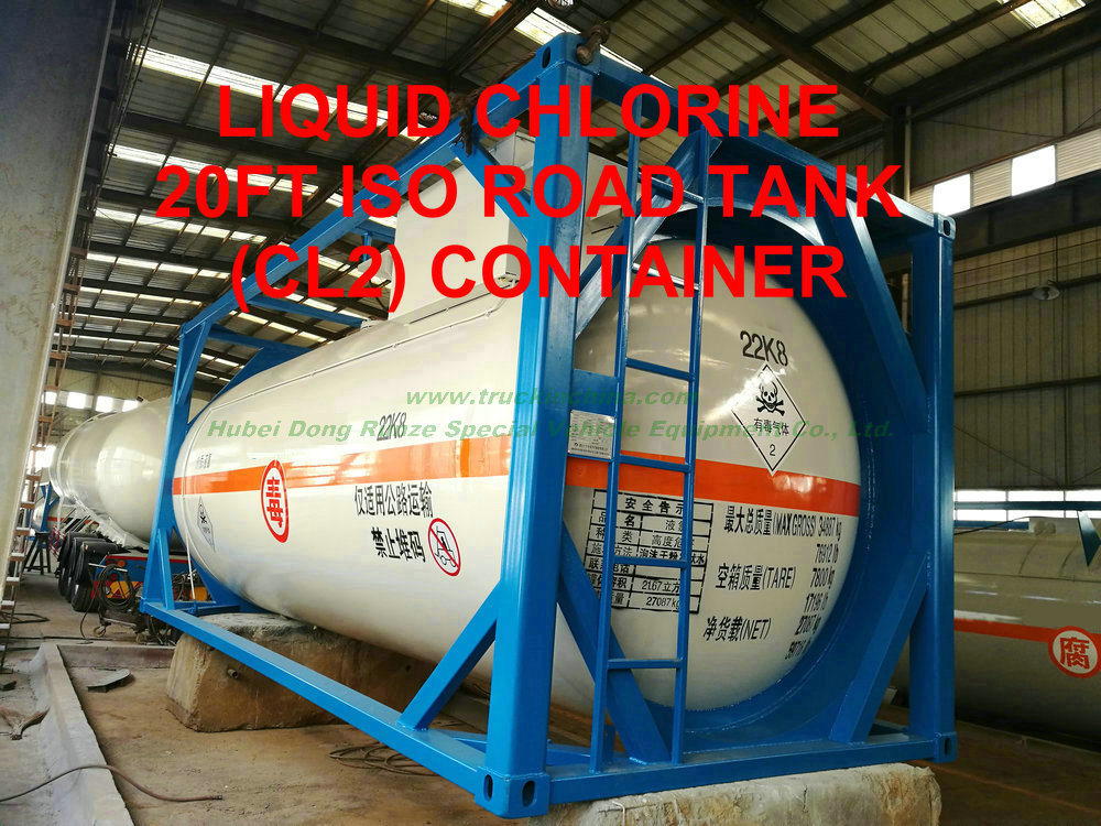 20 Feet 20-21cbm ISO Standard Liquid Chlorine Storage Transport Container Tank 27mt Cl2 Un1791 Pressure 1.95MPa