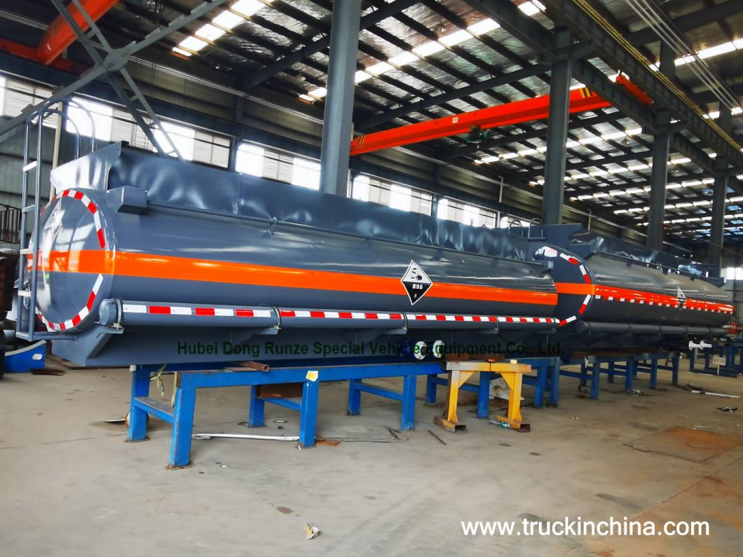 Hydrochloric Acid Tanks Body for HCl Transport Tanker (Elliptic Tank 2 compartments 12000L-13000L Steel Lined LLDPE)
