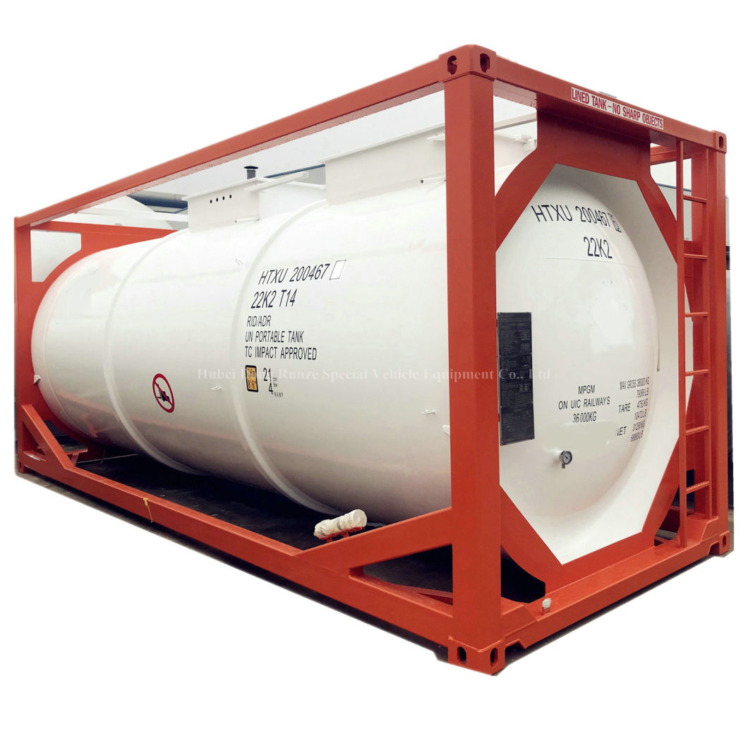 20FT ISO Un 1830 Sulfuric Acid Container Tanks 20kl with Bottom Loding (Q235B Steel 6mm+ Lined 16mm LDPE)