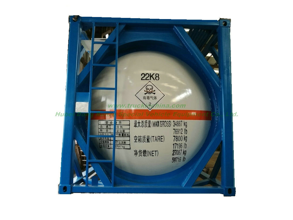 ISO Liquid Chlorine Ahf Tank Containers 20FT 21670 Liters (27Ton) Class 8 Cl2 Un1017 Hydro Test Pressure 1.95MPa