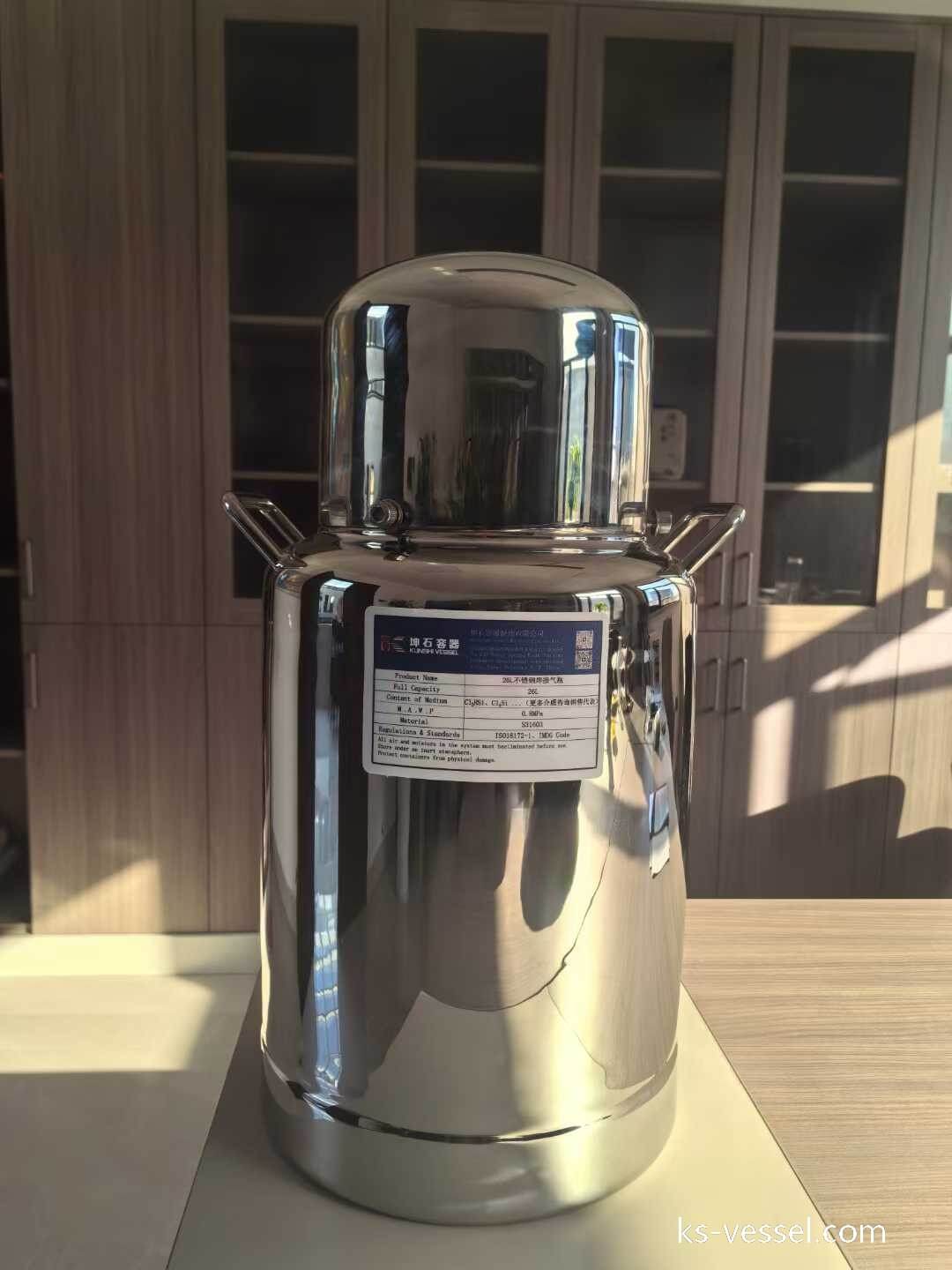 26L 6N High-Purity Stainless Steel UN Specialty Gas Cylinders for TCS 3MS 4MS 2