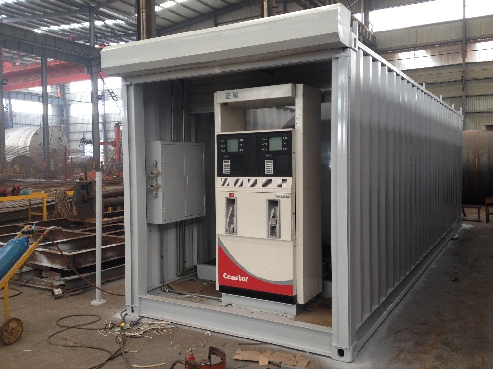 Customizing 40FT Mobile Petrol Gas Diesel Fuel Stations Container Tank 38kl with 220V Oil Bower Pump and Dispenser