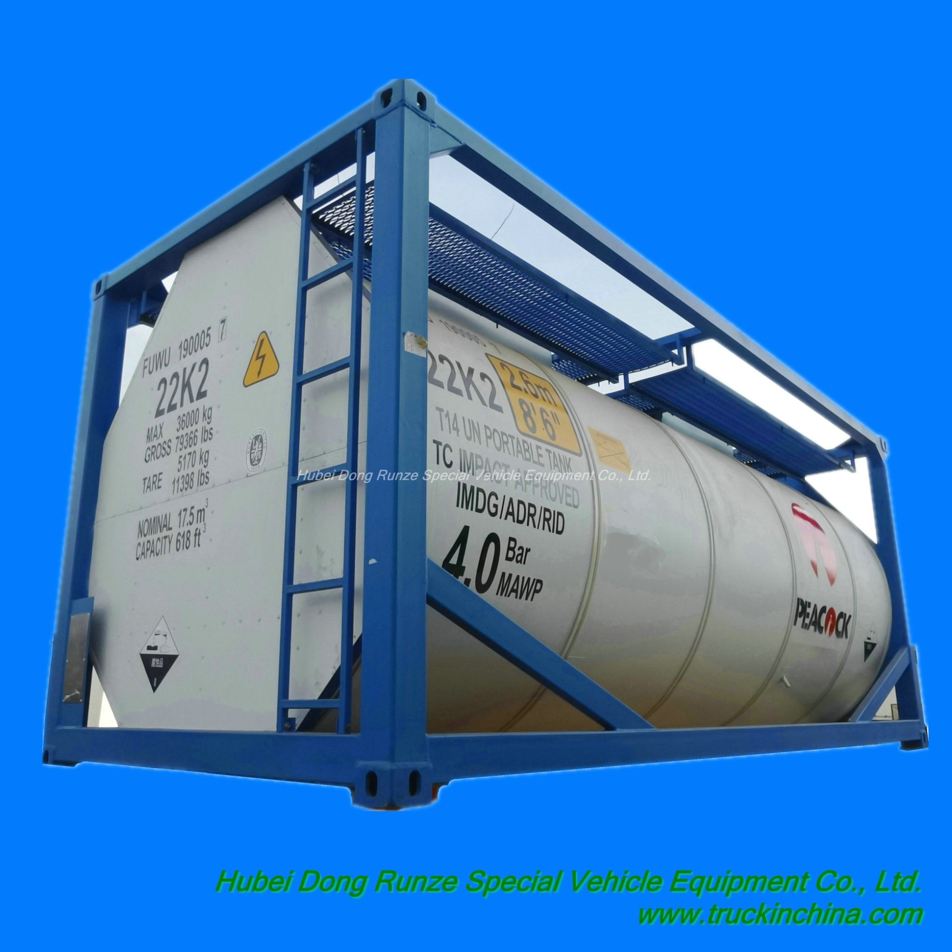 20FT T14 ISO TANK Offshore Lined Tank Container for Sulfuric Acid 17.5KL UN1830 Sulphuric Acid 98.0% H2SO4 