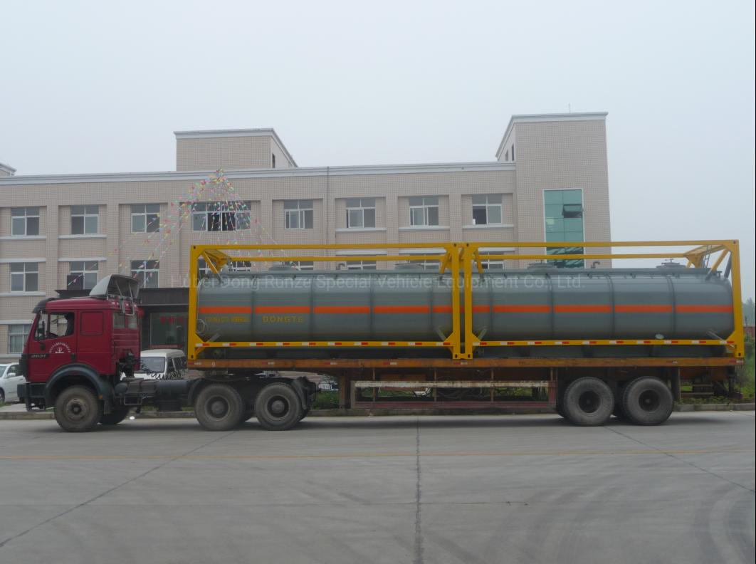 40FT Chemical Tank Container for Road Transport (Dongte 35 -40Ton Bleach Tanks, NaOCL Tanks, Javel Water, HCl Tank Steel Lined LDPE)