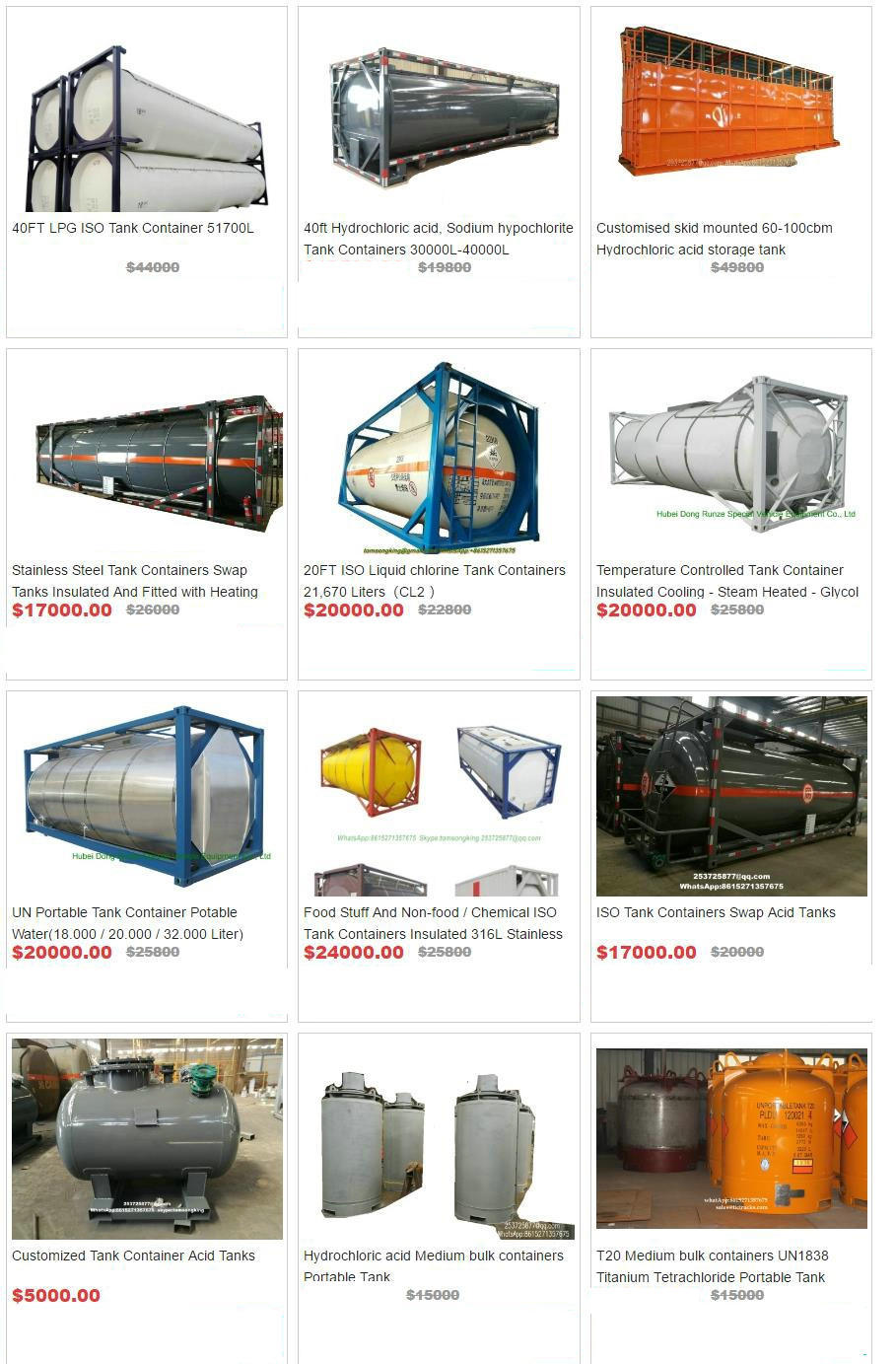 20FT Tank Container for Hydrogen Peroxide (H2O2 max 30%) Phosphoric Acid (H3PO4 10%-85%) Road Transportation 21cbm